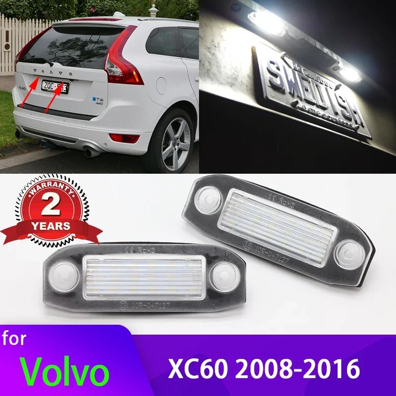 Xenon White OEM-Fit Full LED License Plate Light For Volvo XC60 2008-2016 Car-Styling Number Lamp