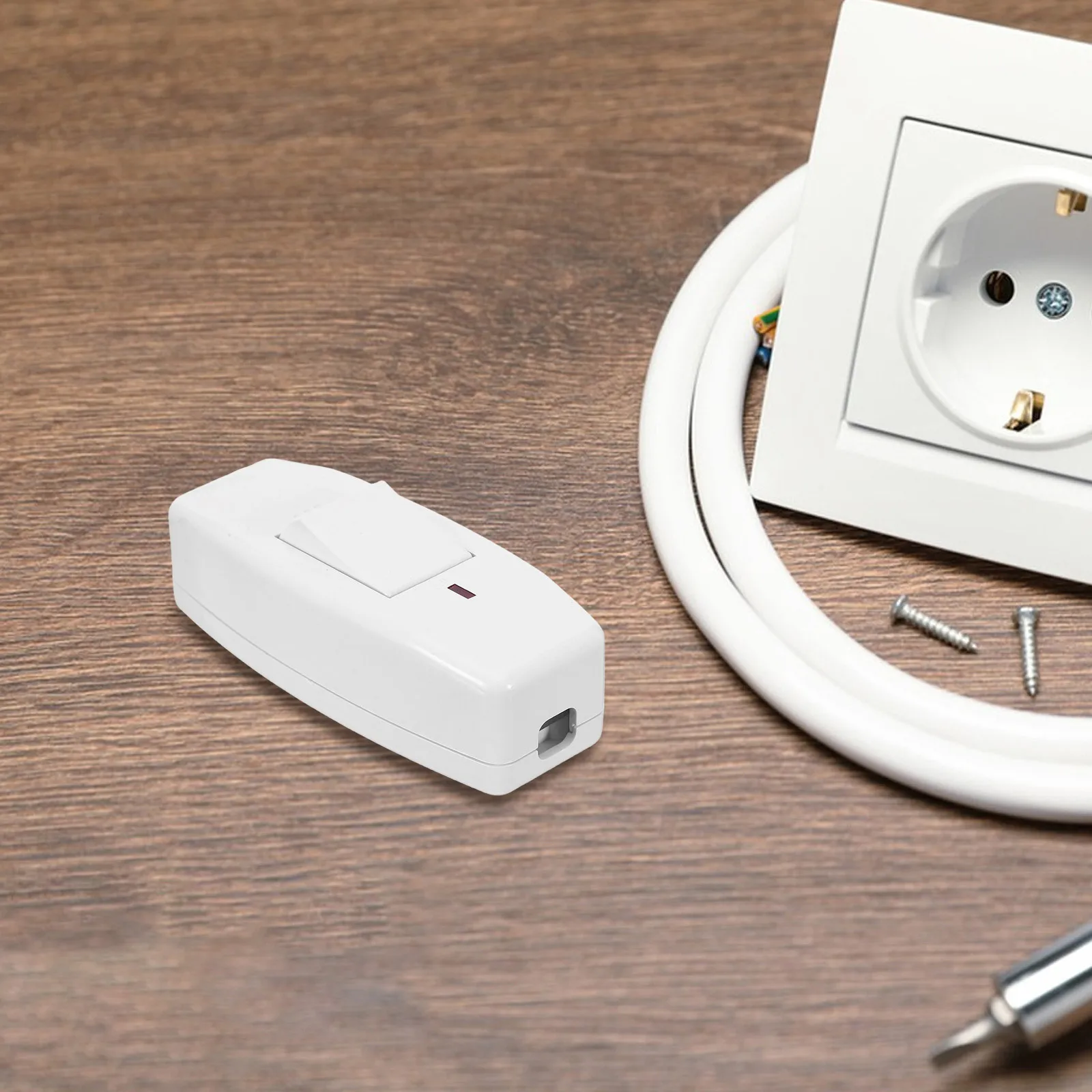 

2Pcs Inline Cord Switch with LED Indicator Light Replacement Rocker Switch for Table Lamps Desk Lights Small Appliances