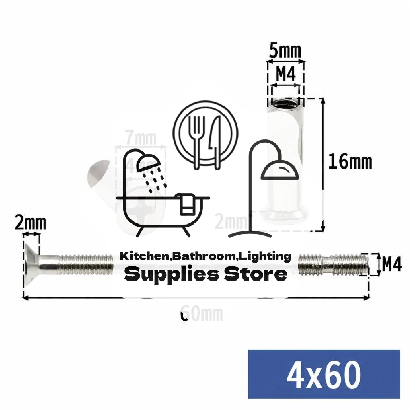 10/20/30pcs Per Pack 4mm Door Handle Screws Set Bolt Through Fixings For Roses Knobs Door Lock Escutcheons