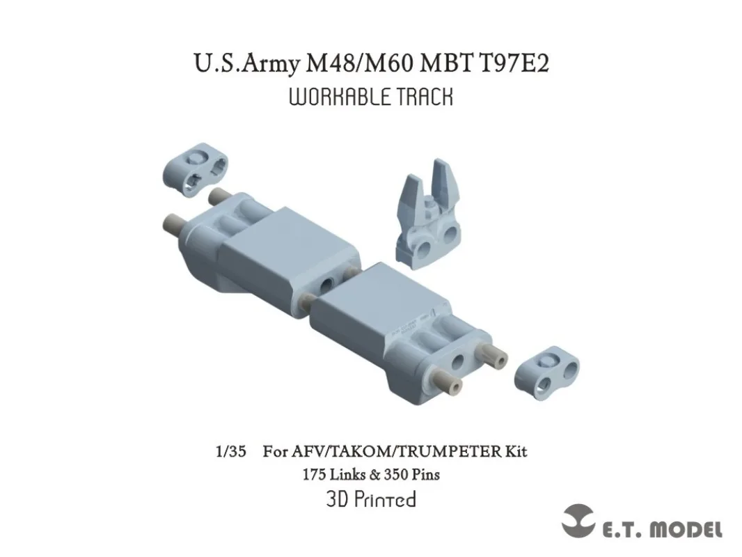 P35-074 1/35 E.T.MODEL U.S.Army M48/M60 MBT T97E2 Workable Track 3D Printed Upgrade Kit