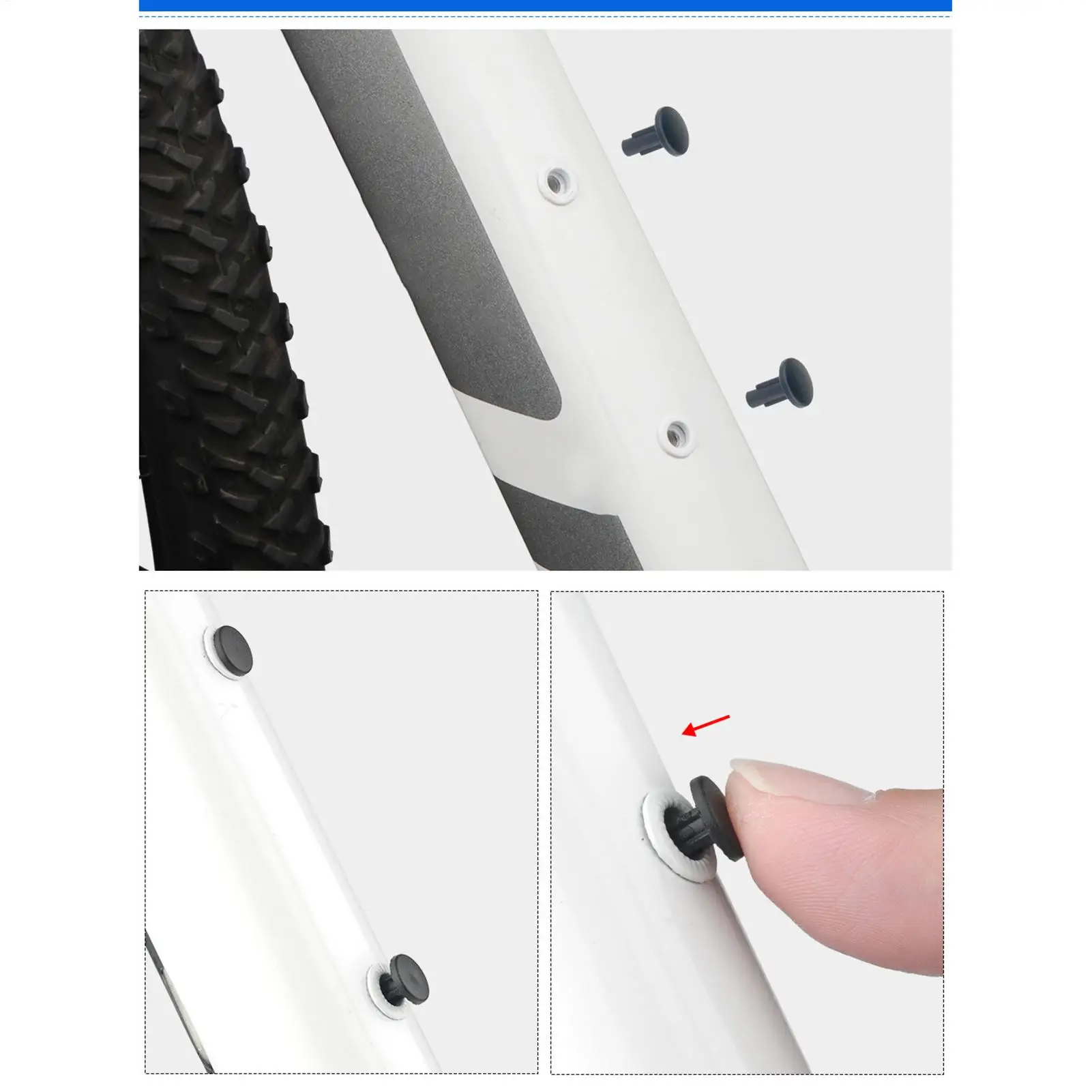 10PCS Rubber Plugs for Bicycle Frame Preset M5 Threaded Holes Tool Free Install Dustproof Stoppers Non-disposable