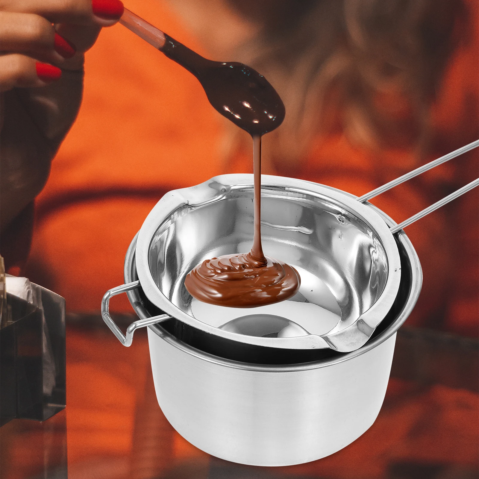 

1 set Melting Pot Wax Boiler Double Stainless Steel Chocolate Fondue Pots Kit Easy Clean Durability Cooking Baking