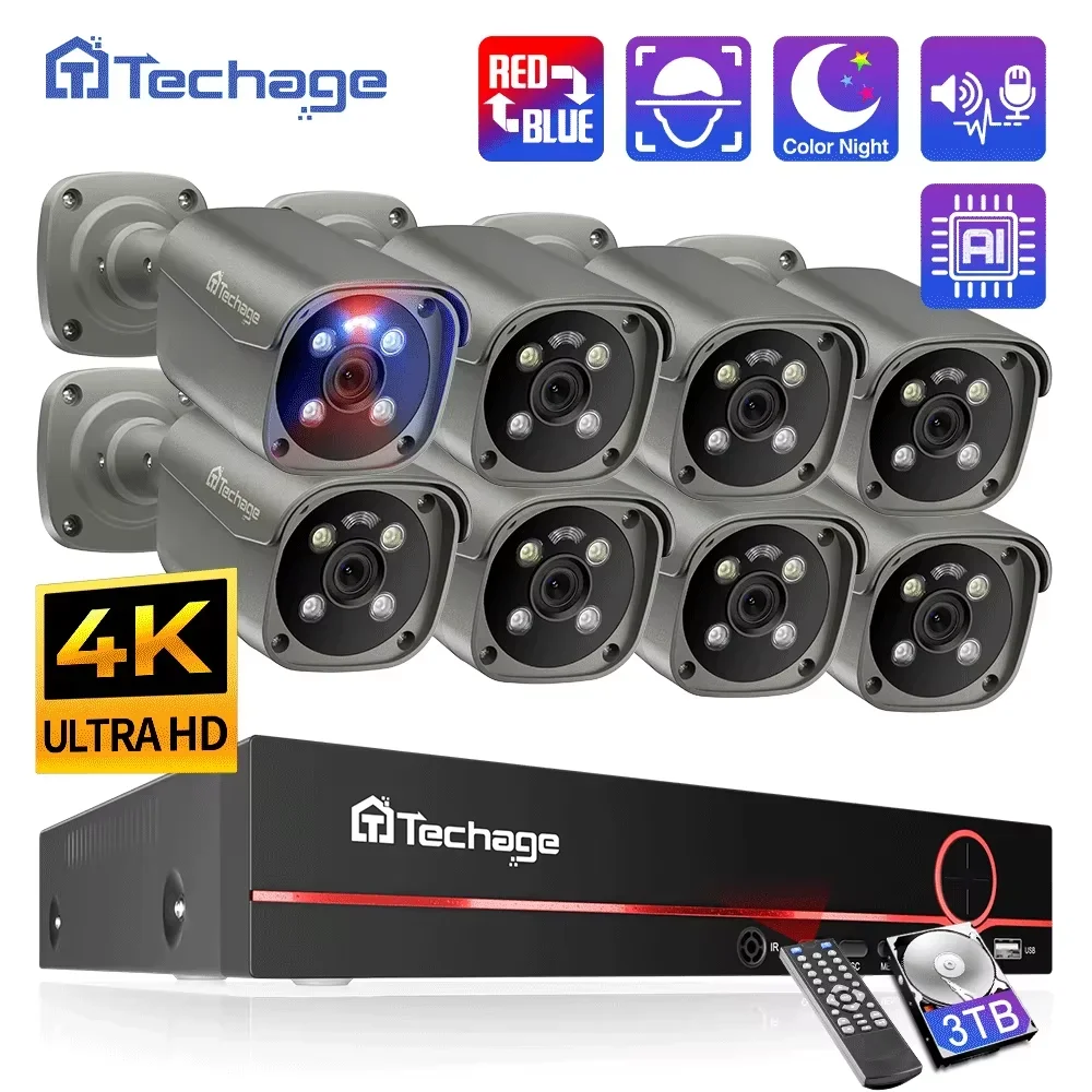 8CH 5MP 8MP 4K POE камера система Двусторонняя