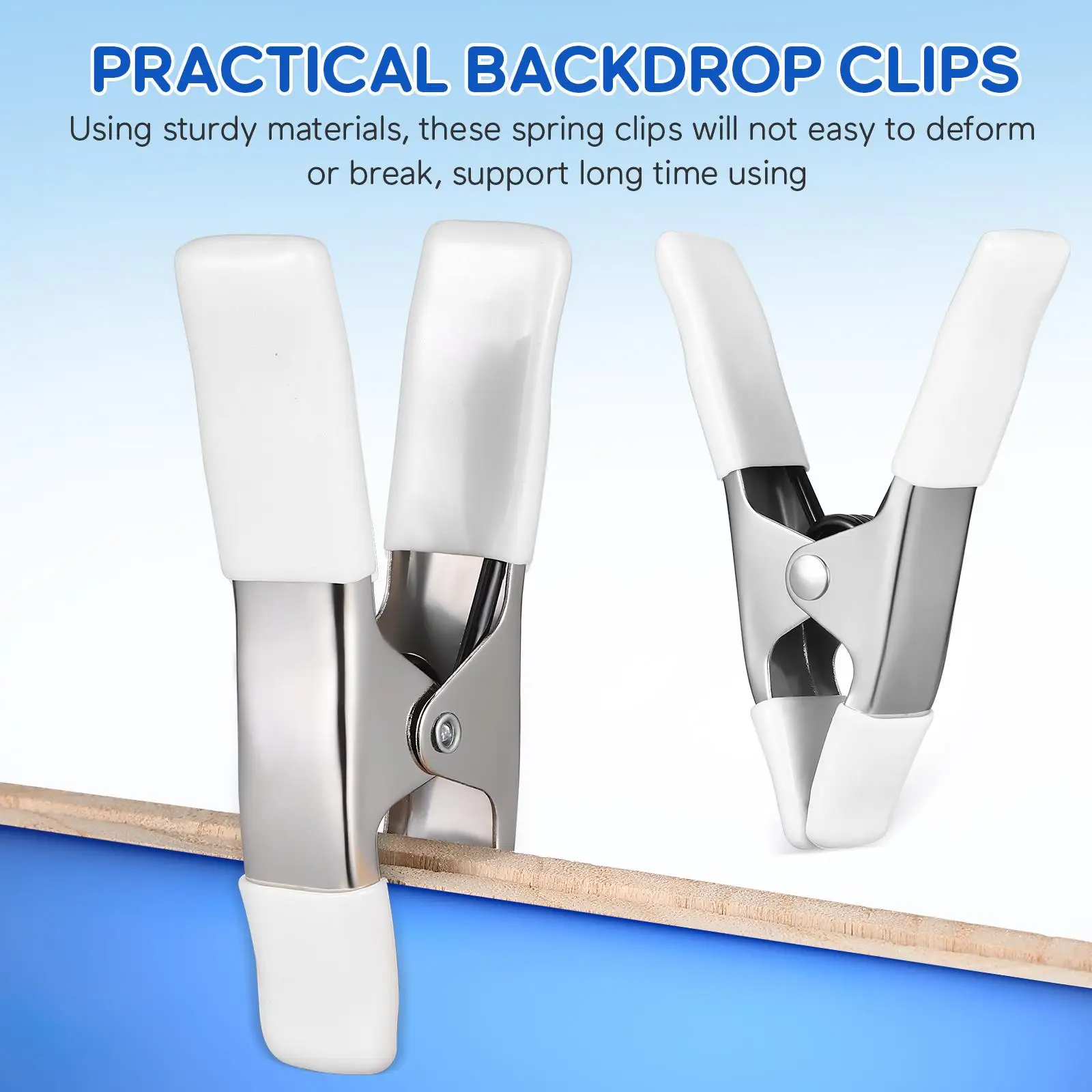 5pcs 4 Inch Nickel Plated Spring Clamp A-shaped Clips PVC Protected Heavy Duty for Photography Background Paper Cloth spring