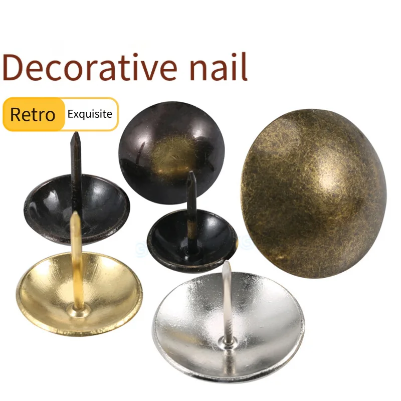Antique Brass Round Head Upholstery Tacks, Extended Length 11-40mm, for Sofa Furniture, Leather Fastening, Decorative DIY