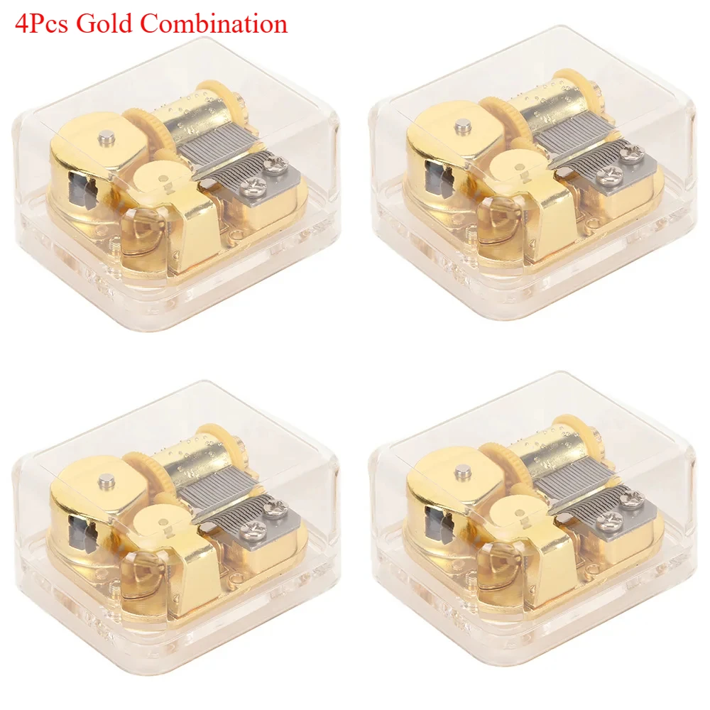 4Pcs Music Box with Clockwork Musical Mechanism Tune Gold