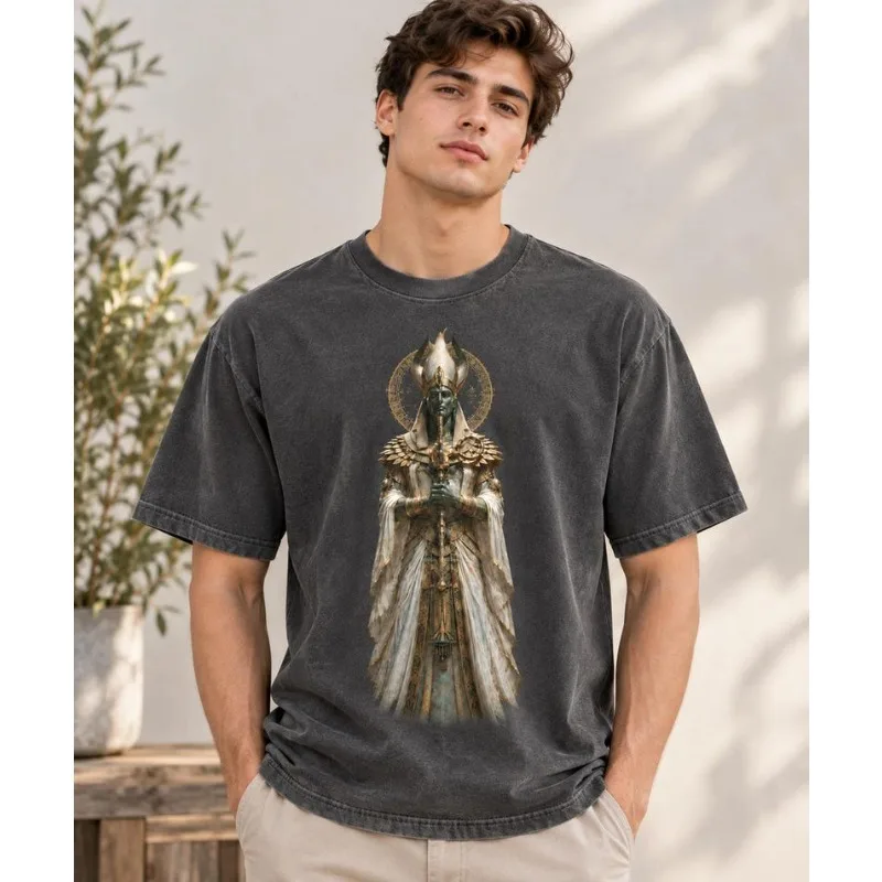 Ancient Egyptian God Osiris Pattern Men's and Women's Short Sleeved Casual T-shirt Egyptian Mythology Cultural Gift Top