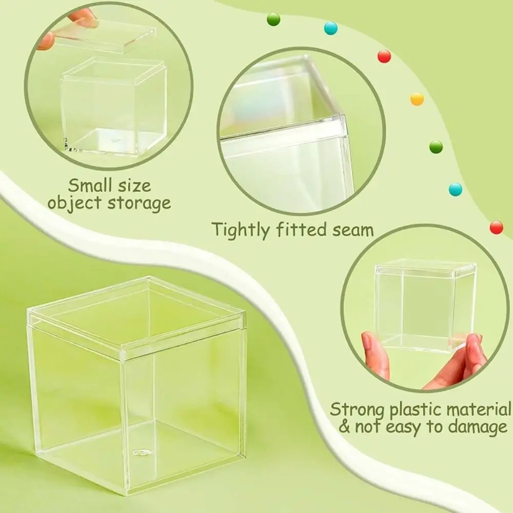 Mini Acrylic Boxes Transparent with Cover Square Packing Box Protection Showcase Dustproof Food Candy Storage Container