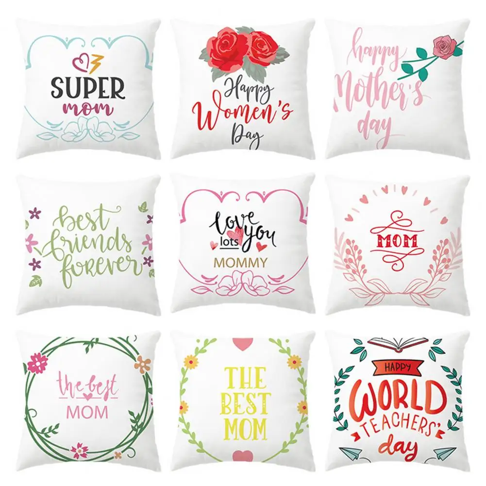 Pillowcase Letters Design Zipper Square Happy Mother's Day Throw Festival Gift Pillow Covers Easter Decorations Truck Washable