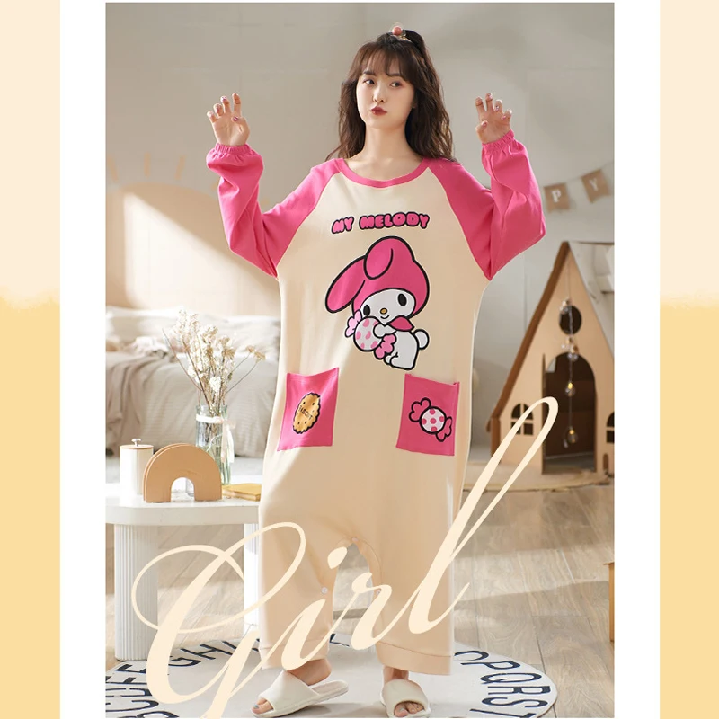 

Kawaii Sanrio Cartoon Hellokitty Pure Cotton Pajamas girl Anime Melody Parent-Child Conjoined Homewear Children Sleepwear Spring