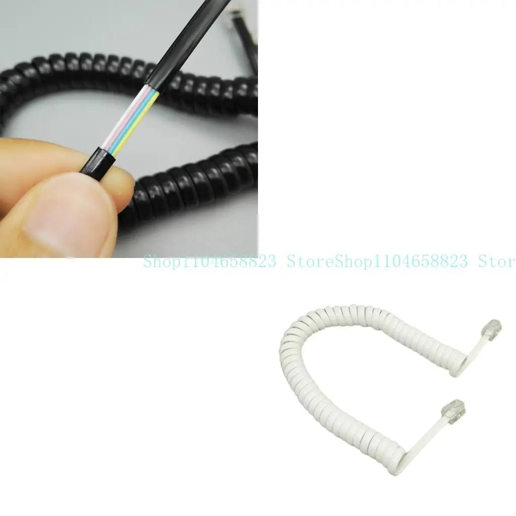 

652F Coiled Telephone Cord Telephone Cord 6FT 4P4C Landline Phone Handset Cable 1.85m