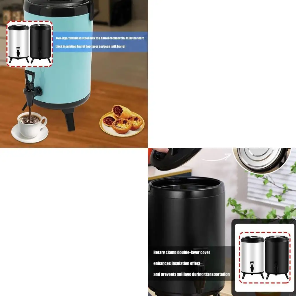 

Commercial Grade 304 Stainless Steel Hot Cold Drink Container with Spigot Ergonomic Handle 6L Beverage Dispenser