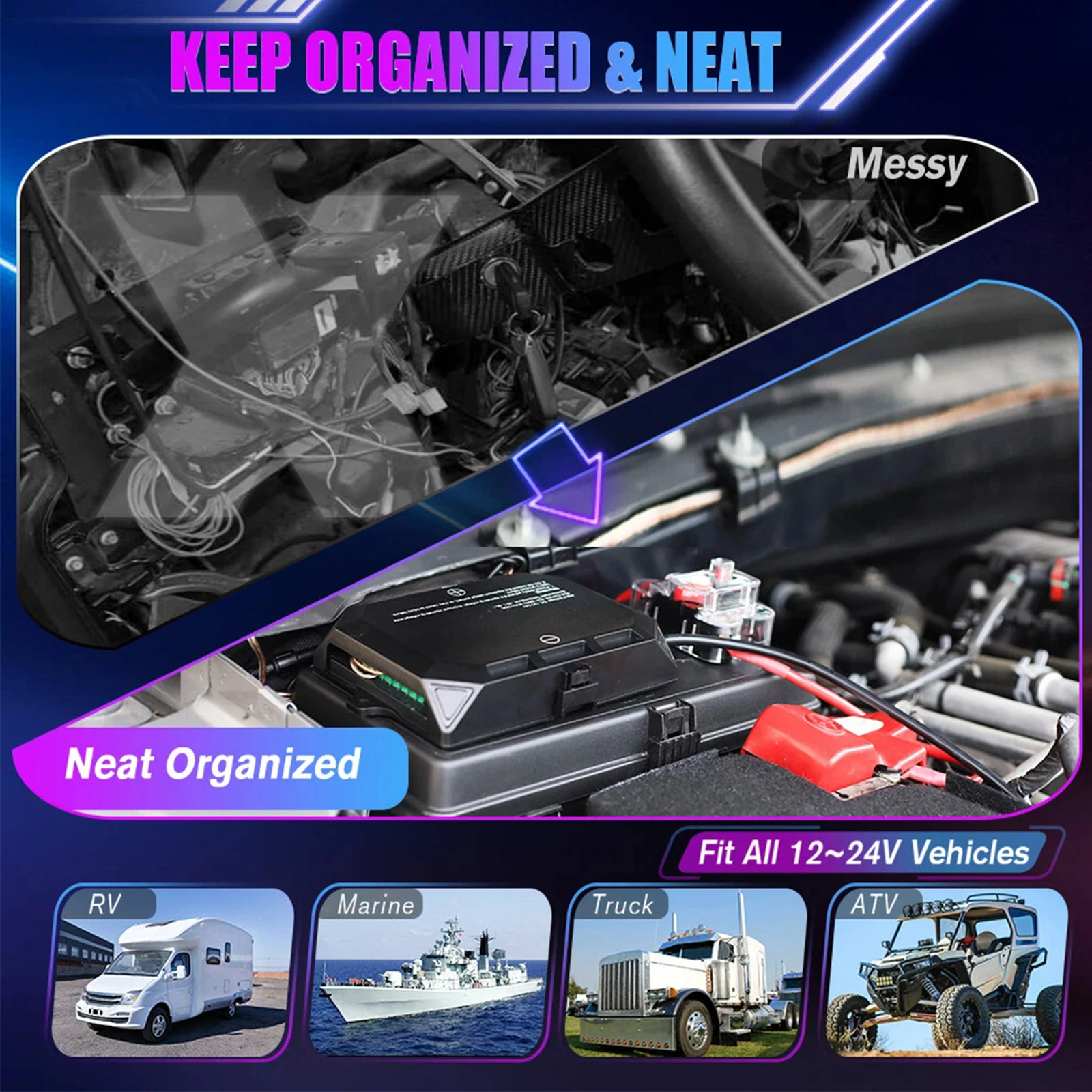 

8 Gang RGB Dimmable Switch Panel APP Control Electronic Relay System Circuit Control Relay System for Truck Car SUV Boat