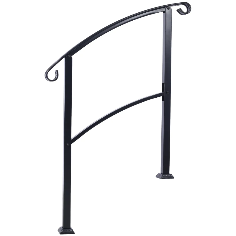 Handrails for Outdoor Steps, Fit 1 or 3 Steps Outdoor Stair Railing, White Wrought Iron Handrail, Flexible Front Porch Hand Rail, Transitional Handrails for Concrete Steps or Wooden Stairs - view 2
