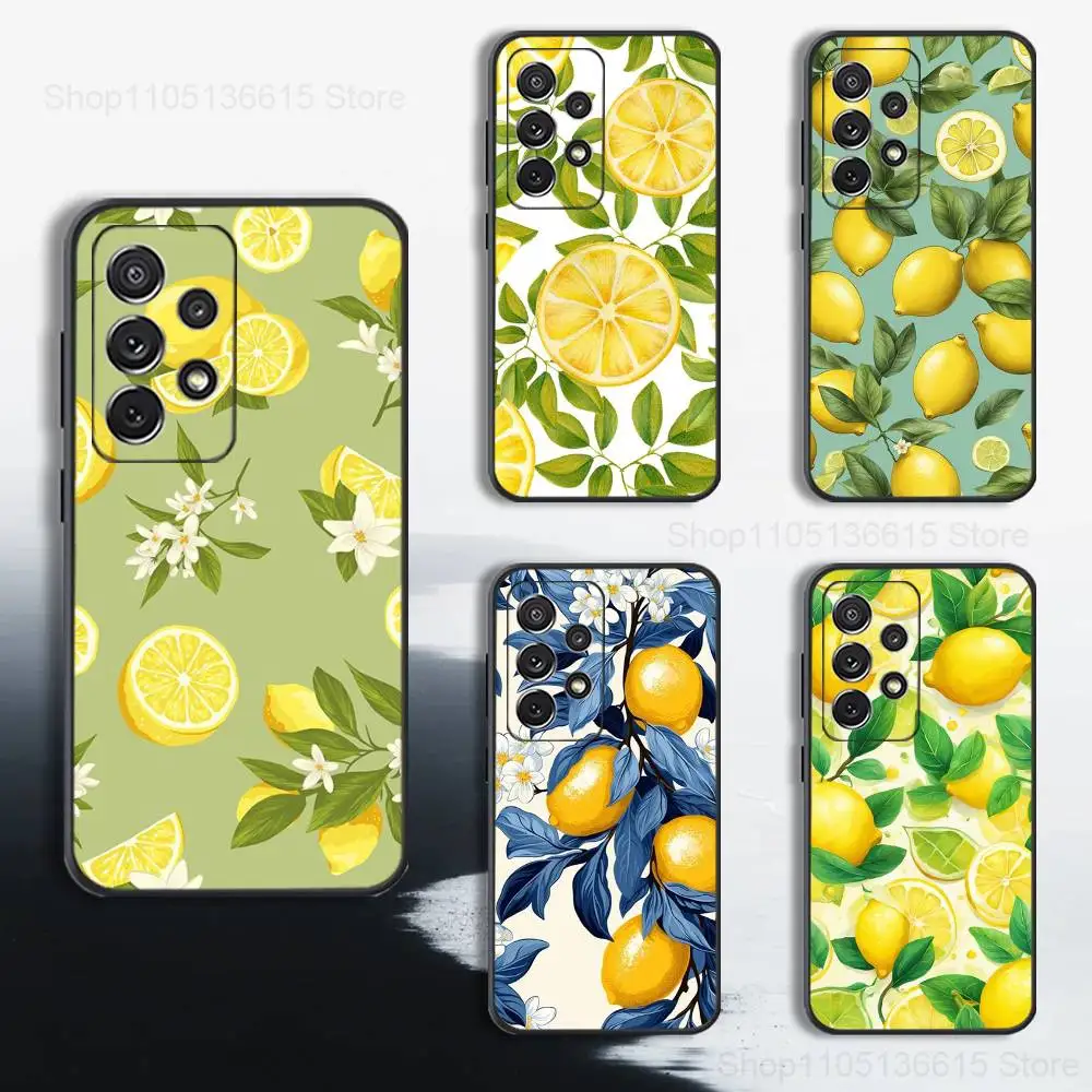 

Fruit Painting Art lemon Phone Case For Samsung S25,S24,S23,S22,S21,S20,S10,S9,Ultra,Plus,Lite,FE,Soft Silicone Black Cover