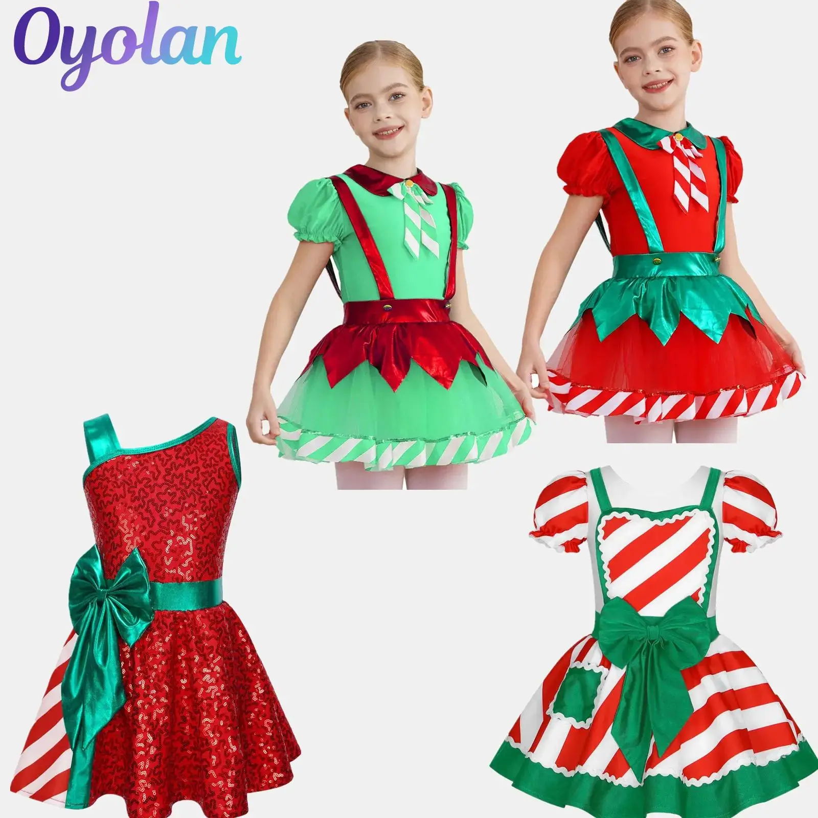 

Girls Christmas Xmas Santa Claus Cosplay Costume Gymnastics Figure Skating Ballet Tutu Leotards Dress Suspender Dress Jumpsuit