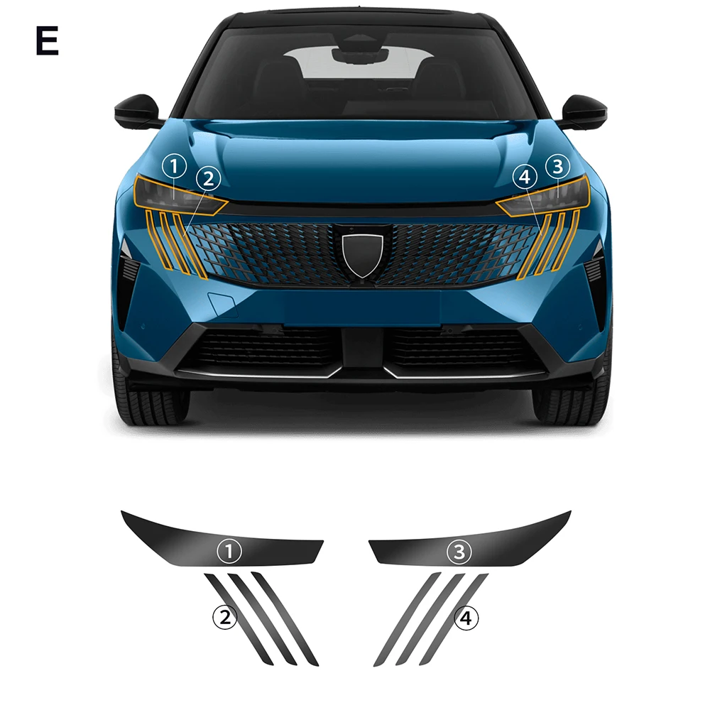 

Для PEUGEOT 3008 2024 2025: Защитная пленка для фар, зеркал заднего вида и B/C-стойки, антицарапийная, прозрачная, тонированная, из TPU PPF