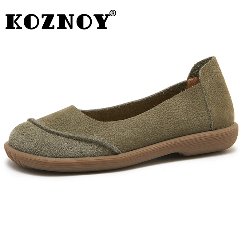 

Koznoy 3cm New Ethnic Natural Leisure Cow Suede Genuine Leather Loafer Comfy Women Soft Flats Oxford Luxury Concise Autumn Shoes