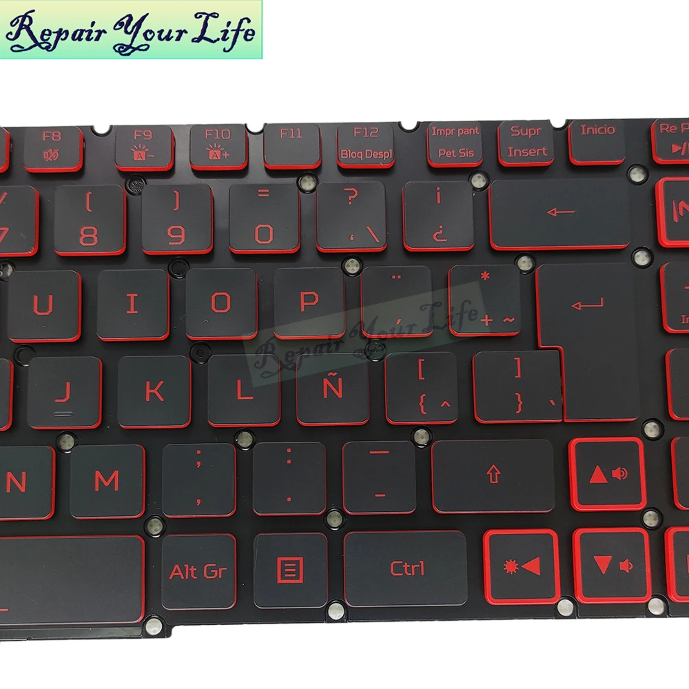 LA French AZERTY Backlit Keyboard For Acer Nitro 5 AN515 54 557H AN517 AN715-51 Latin Spanish keyboards SP ES Red LG5P-N90BRL