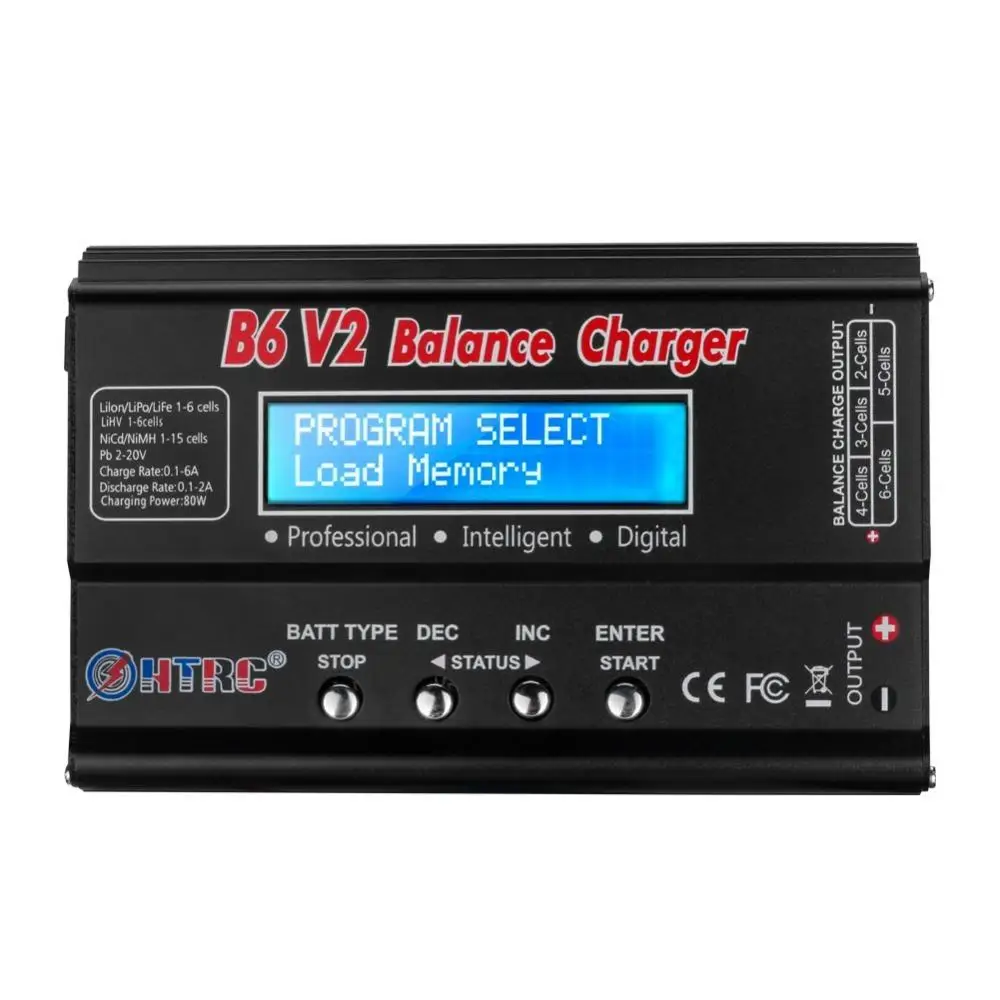 HTRC B6 V2 80W 6A Digital RC Battery Balance Charger Discharger Metal Material for LiPo Battery