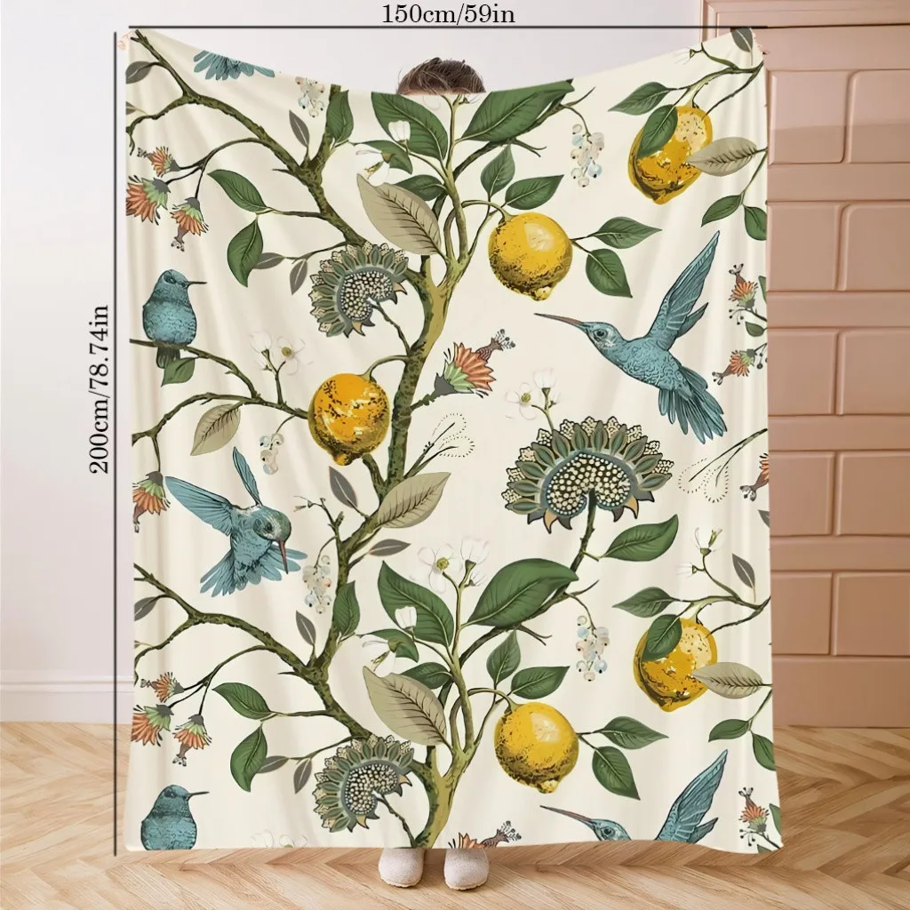 

Одеяло с птичьим цветком и лимоном — ежедневный плед с принтом из полиэстера