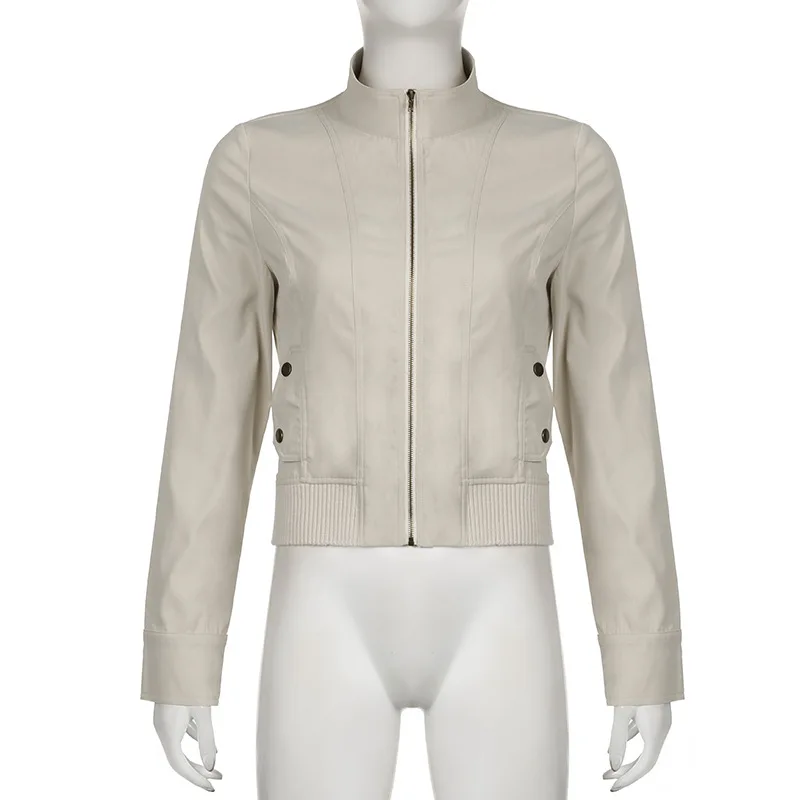 Vestes courtes Vintage pour femmes, Harajuku, décontracté, Slim Fit, manteau à fermeture éclair, Y2K, Hip-hop, Streetwear, manches longues, manteau de printemps et d'automne