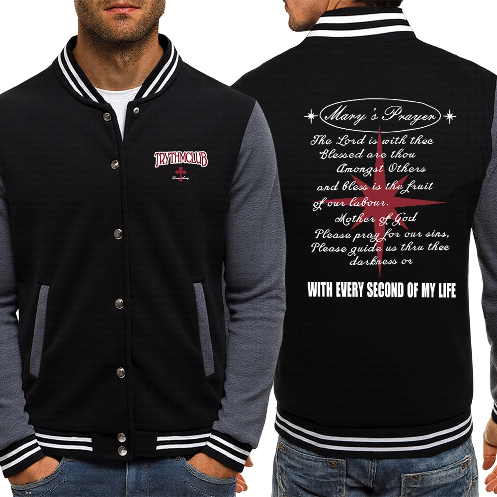 

With Every Second Of My Life Prints Male Baseball Jacket Vintage Autumn Mens Top Casual Trendy Tops Soft Basic Unisex Clothes