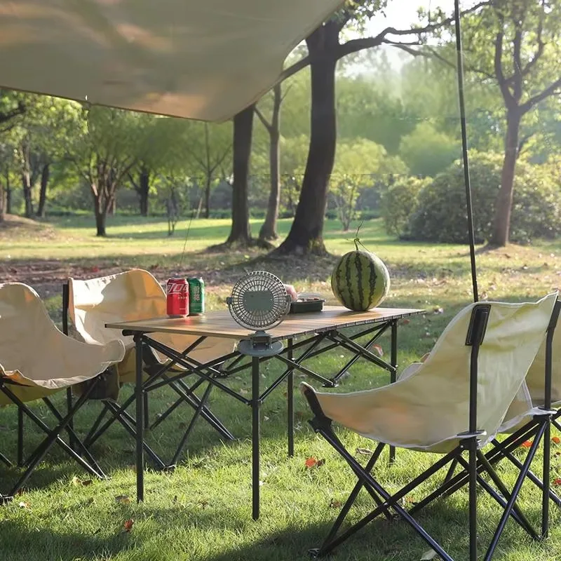 Portable Wrought Iron Folding Table, Modern Design Style, Suitable for Outdoor Camping, Picnic and Barbecue Fast Delivery