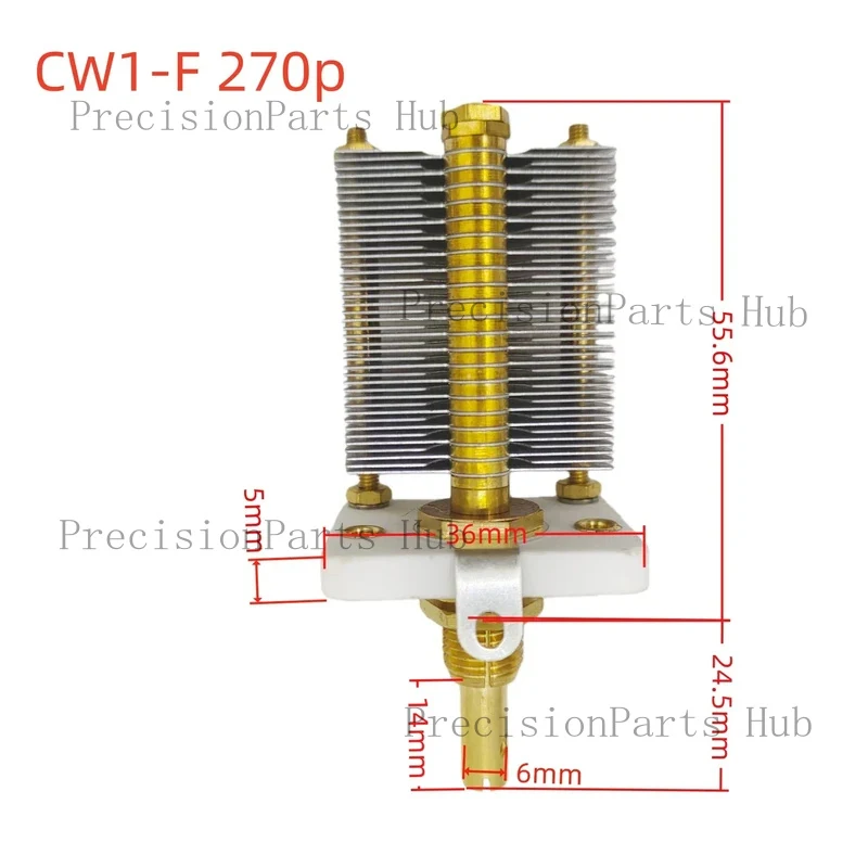 CW1-270P High-frequency Air Adjustable Capacitor Resistant to High Voltage, Small Loop Antenna Ceramic Single Link