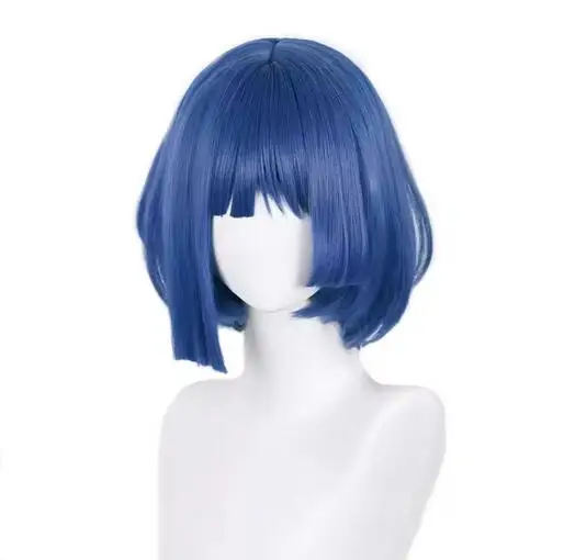 peluca Pelo Sintético Anime BOCCHI ¡La ROCA! Peluca de cosplay Ryo de 30 cm, pelucas cortas de color azul oscuro y gris, peluca resistente al calor de moda