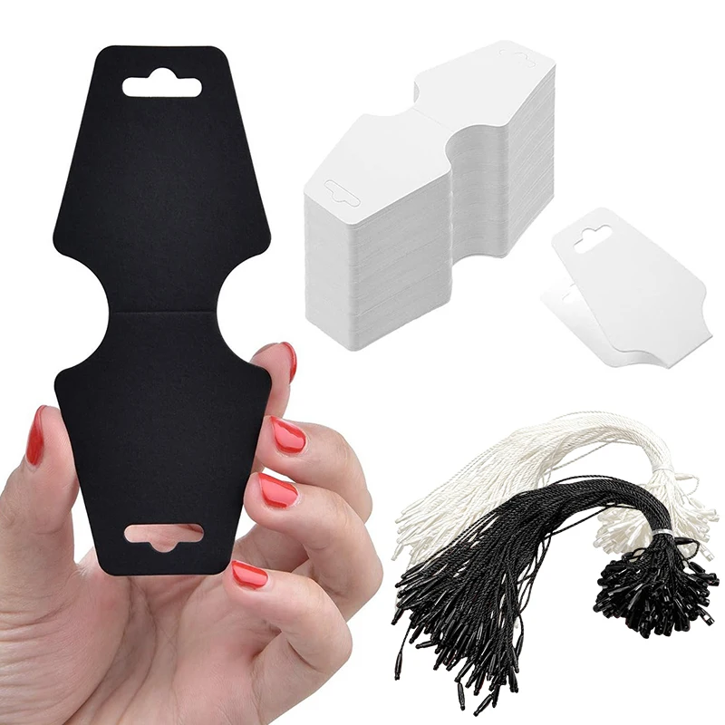 100Sets Black White Hang Tags with Rope Gift Label Jewelry Boutique Items Price Tags Perfect for Party Small Business Retail ZYF