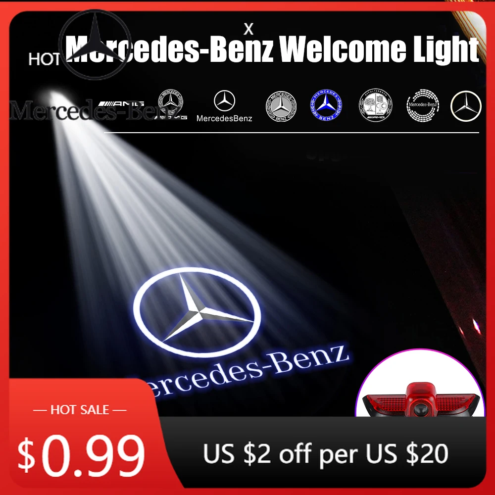 

Горячая автомобильная наклейка, 2 шт., дверная эмблема, лампы проектора, приветственные огни для Mercedes Benz C260 C300 W204 2010-2014 C Class C200 C280