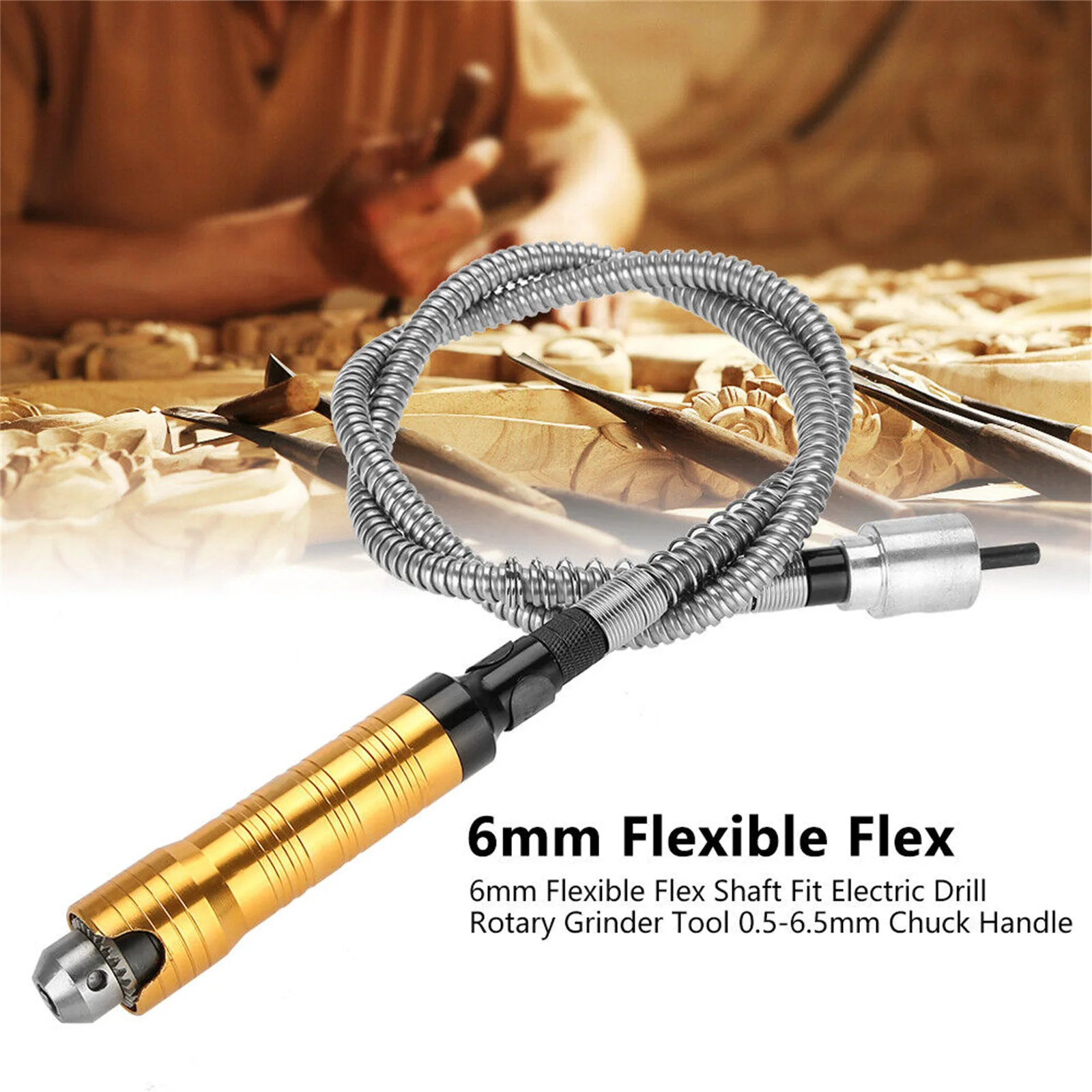 0.24in 6MM Flex Shaft Rotary Tool Attachment Engraver Flexible Shaft Handpiece Power Mini Grinder For Carving Polishing Drilling