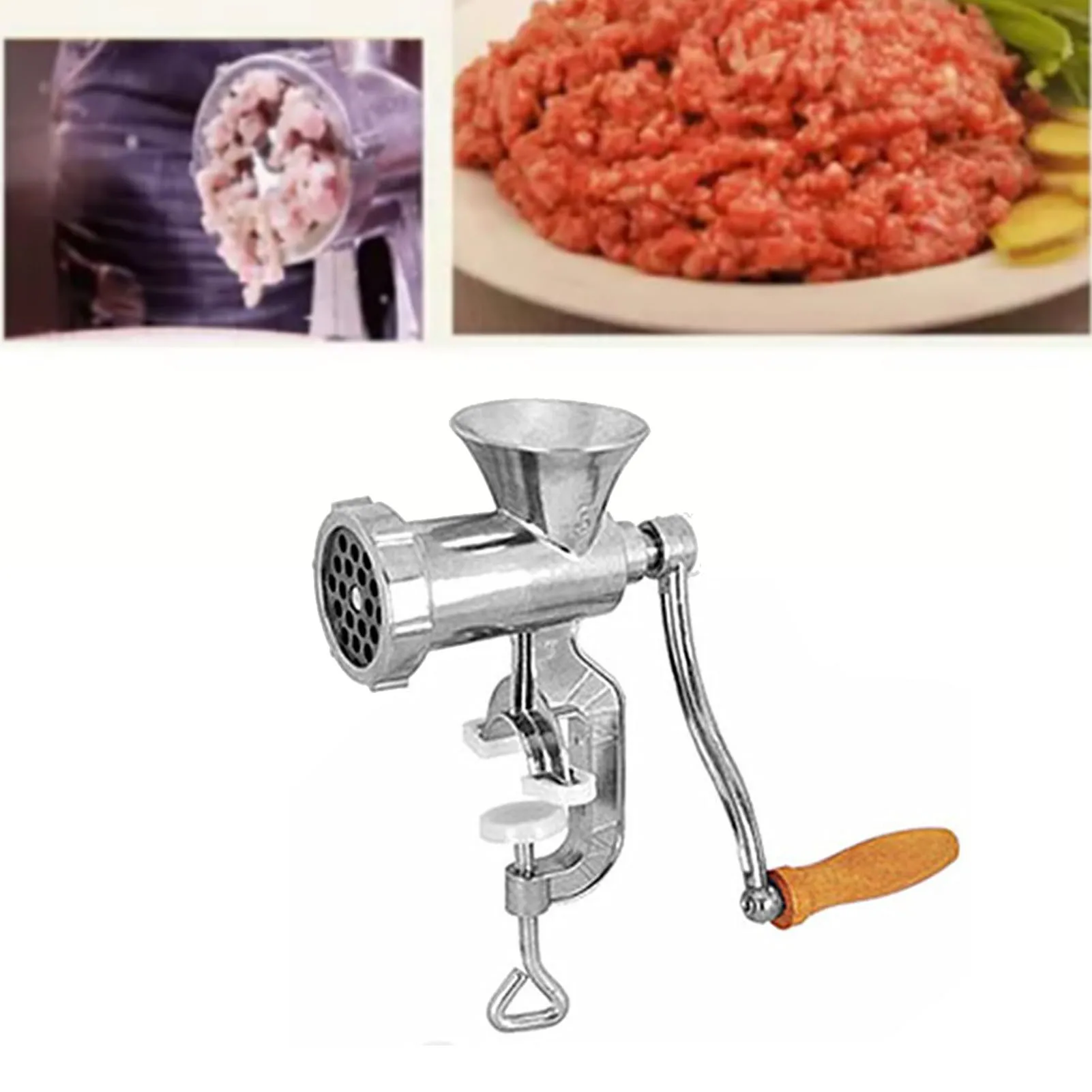 Hand Crank Meat Grinding Machine Manual Meat Grinder Aluminum Alloy Hand Crank Meat Vegetable Grinding Machine for Kitchen