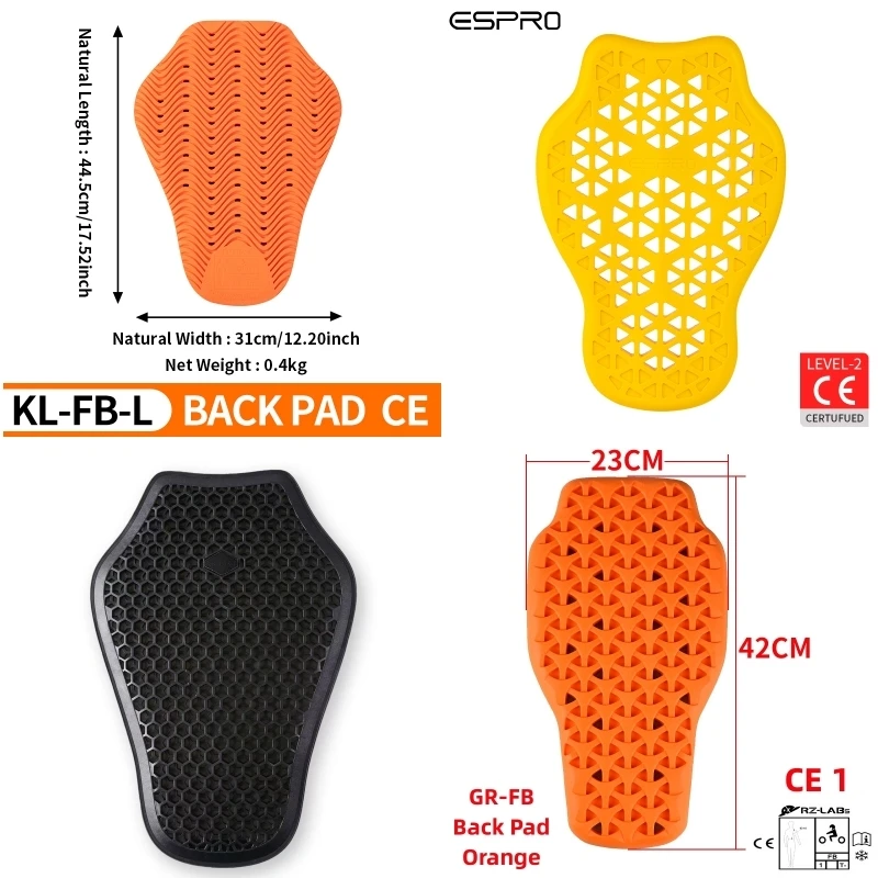 

CE1/2 Motorcycle Jacket Insert Type Built-in Back Protection Multiple Sizes Back Protection Spinal Protection Accessories