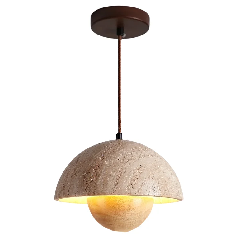 

IWHD Wabi Sabi LED Pendant Lamp Bedroom Living Room Bar Home Decor Wood Yellow Cave Stone Nordi Modern Hanging Lights Lamparas