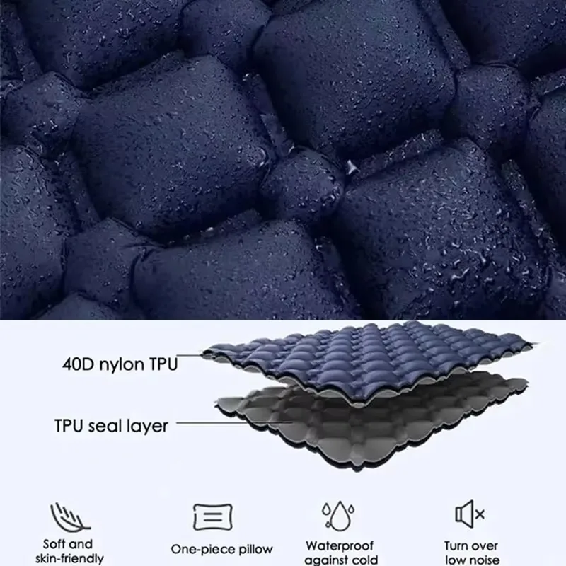 Airo Double Sleeping Pad Self Inflating for 2 Person with Pillow Built-in Foot Pump Inflatable Sleeping Mat Portable Camping Mat