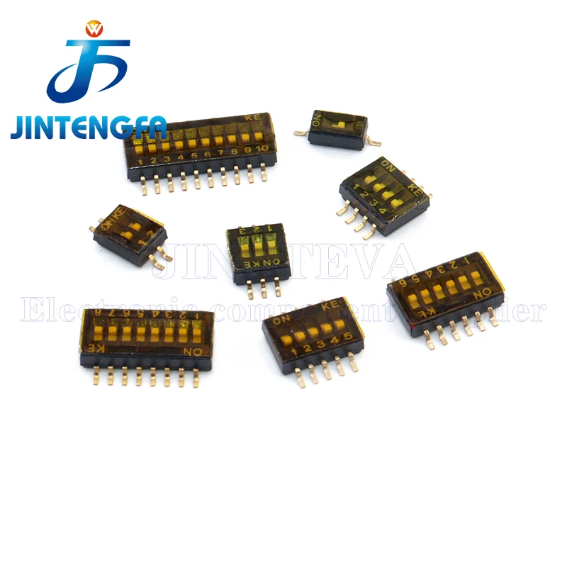 10PCS/Lot SMT SMD 1.27mm Switch Toggle Switches Slide Type Switch 1P 2P 3P 4P 5P 6P 8P 10P Bit black Dial switches DSHP04TSGET