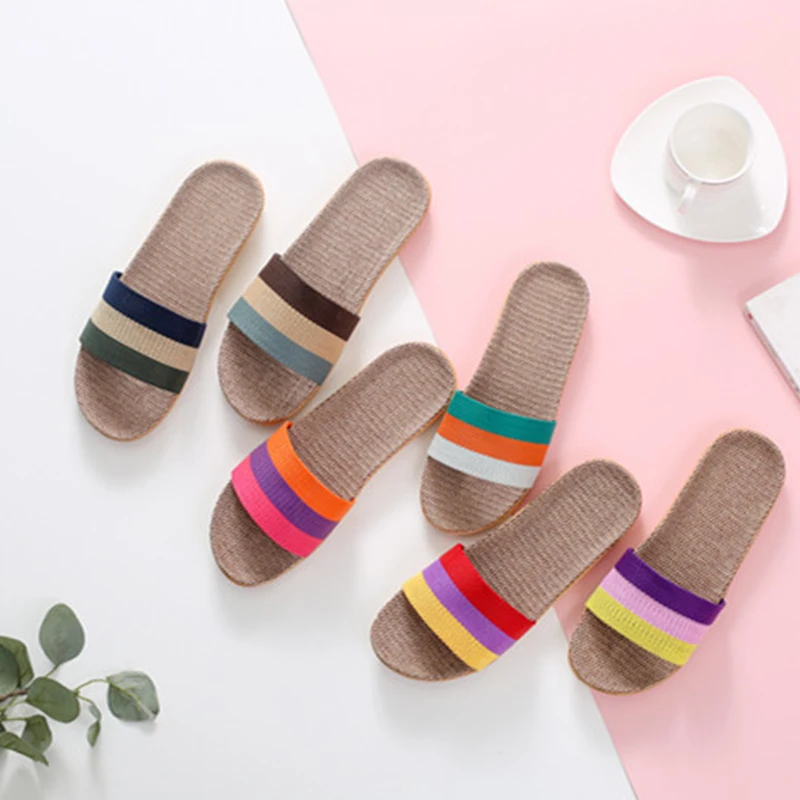 

Новинка 2024, домашние минималистичные однотонные парные нескользящие льняные тапочки из ЭВА с мягкой подошвой, летние крутые тапочки