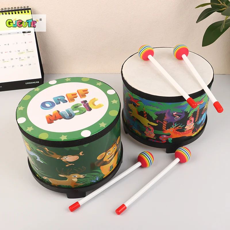 8 Inch Floor Drum With 2 Drums Mallets Preschool Toys Beat Instrument Ground Drum Percussion Kids Gift Musical Instrument