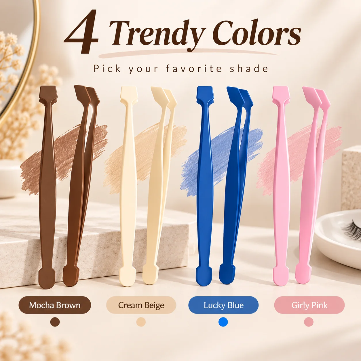 Anti Stick Lash Tweezers 45 Degree Eyelash Extension Tool Straight Angled Tweezer False Eyelash Applicator No Glue Residue Makeu