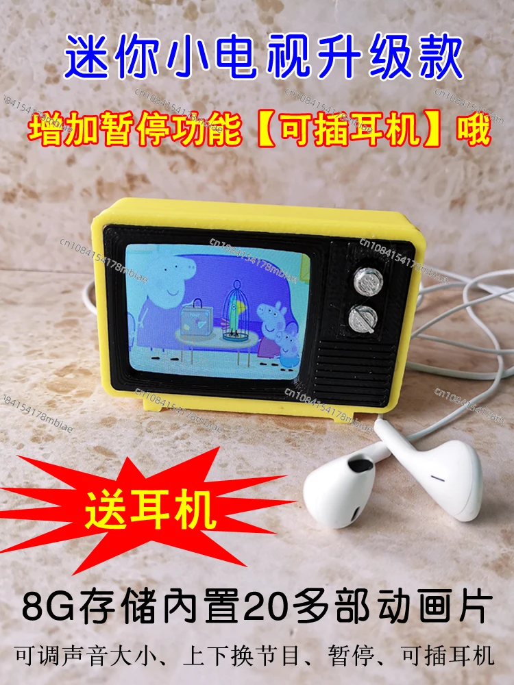 Mini Kitchen Miniature TV Can Really Watch and Play Children's Food and Play House Toys Retro Gifts