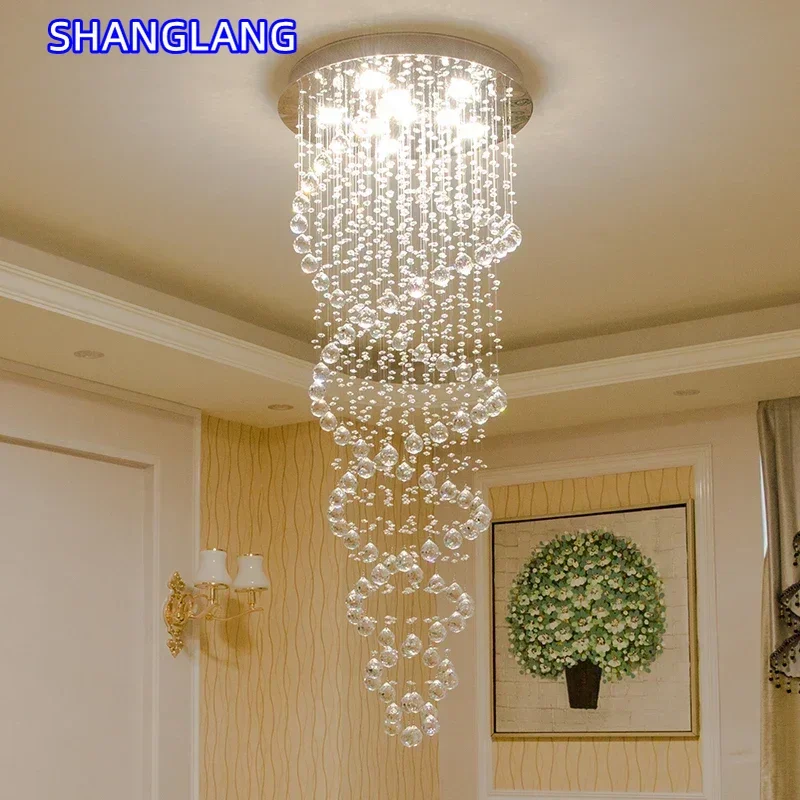 Crystal Led Hanging Lamp Modern Led Chandeliers Light Fixture Vanity Bedroom For Staircase Stair Luxury Hotel Pendant Lights