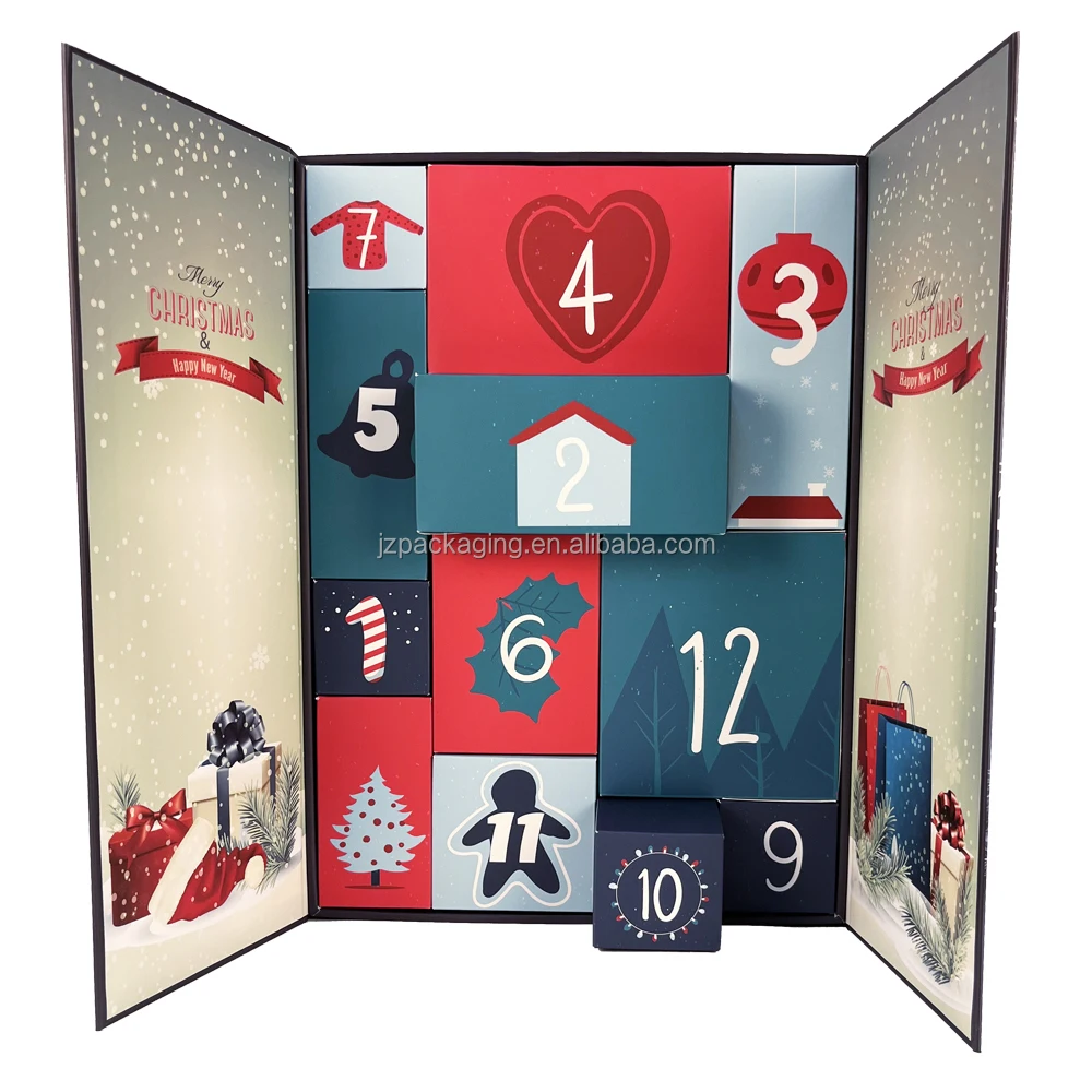 customized. custom. 2024 New Cosmetic Gift Advent Calendar Box Paper Box Luxury Advent Calender Custom Price Christmas Advent Ca
