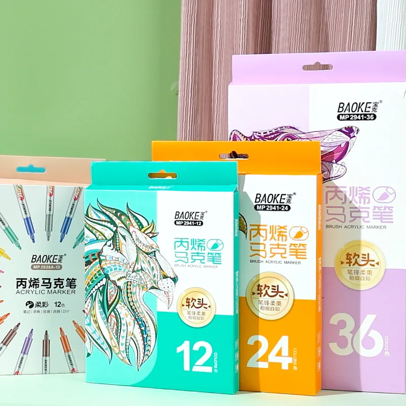 BAOKE MP2941-24 Brush Acrylic Marker 24colors/Set