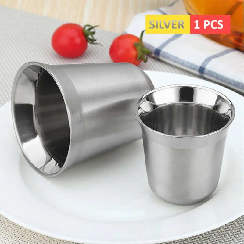 80ml Double Wall Stainless Steel Espresso Cup Insulation Nespresso Pixie Coffee Cup Capsule Shape Cute Thermo Cup Coffee Mugs