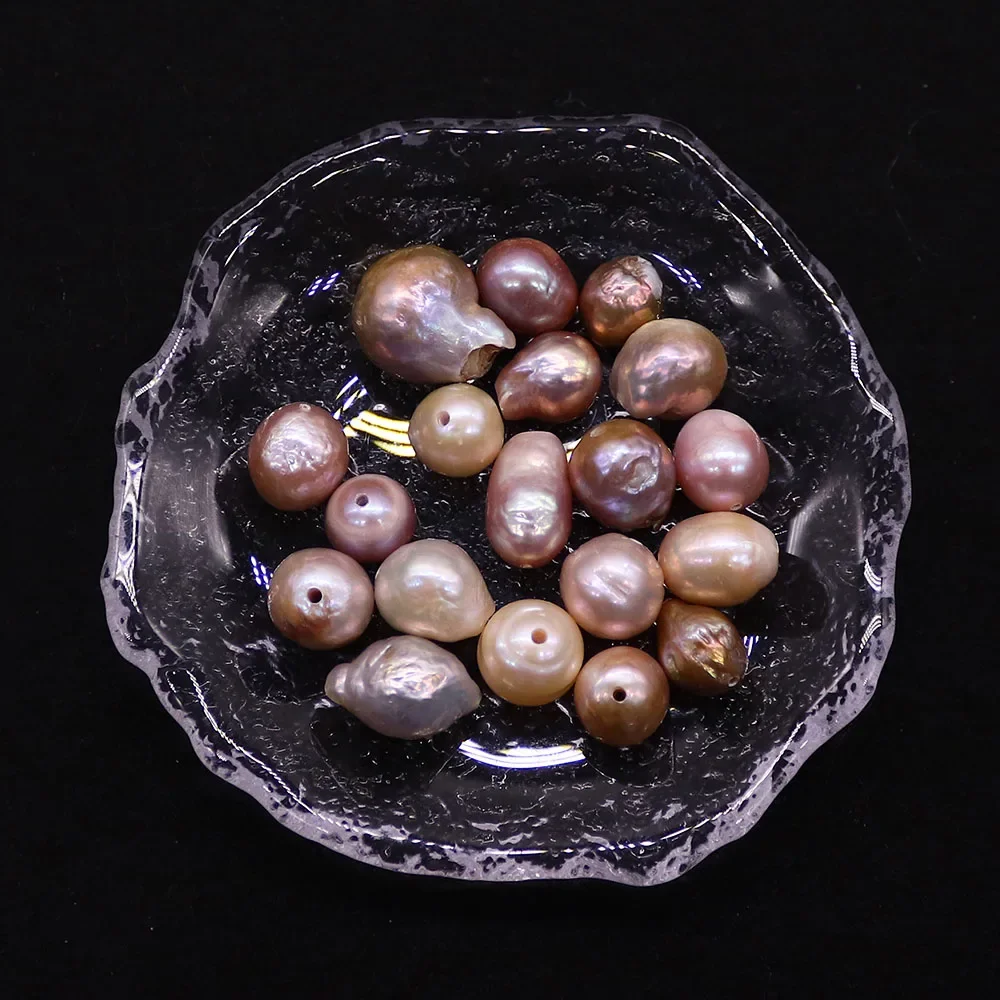 Edison Freshwater Purple Irregular Baroque Pearl Natural Hole Polished DIY Necklace Pendant Jewelry Accessories Random Shipment