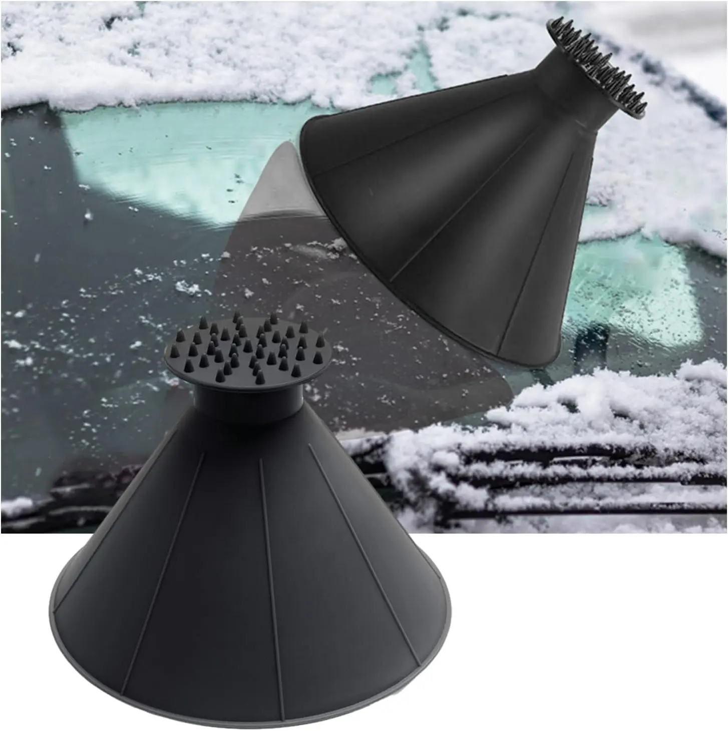 Magische ijskrabber voor autovoorruit, gevormde voorruitijskrabber met trechter om vorst te verwijderen en wintervoertuig te verwijderen