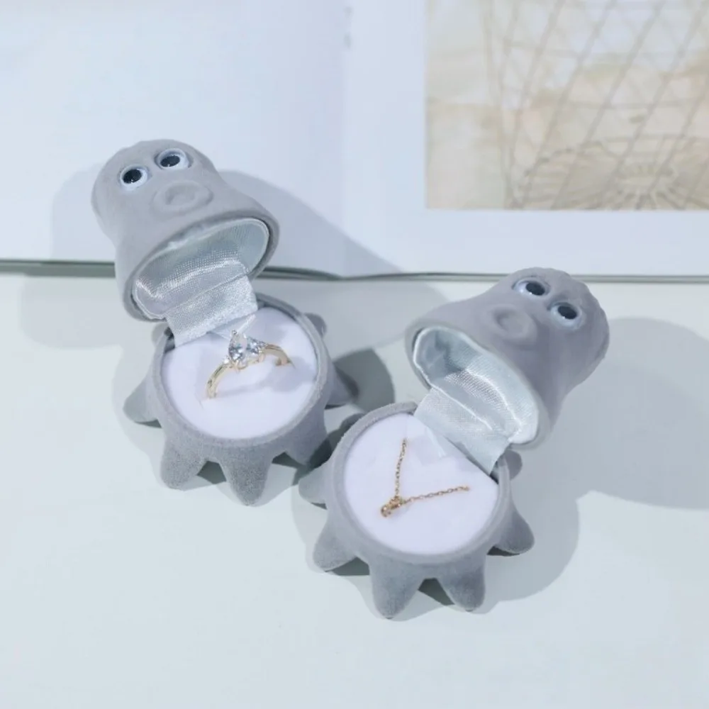 

Mini Lion Animal Flocked Jewelry Box Crocodile Octopus Puppy Ring Box Creative Multi-function Koala Necklace Organizer Couples