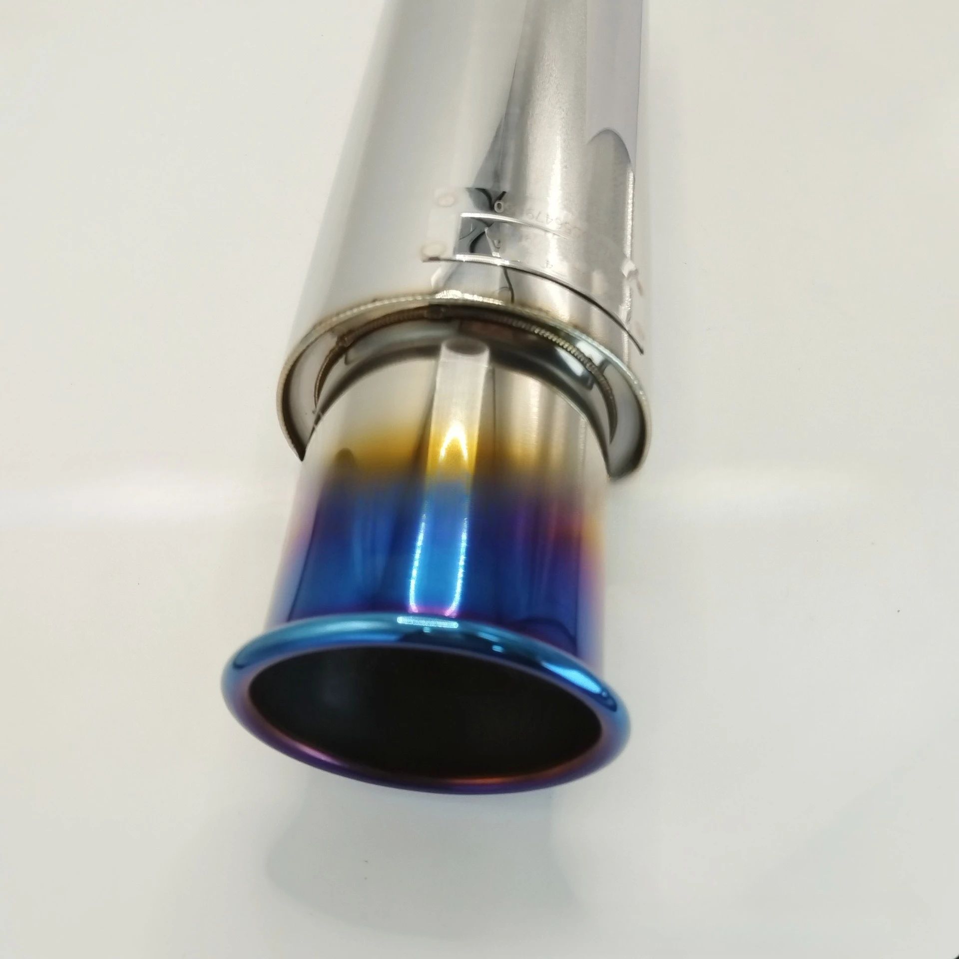 Modified Car Hemming Roasted Blue Tail Nozzle Exhaust Drum Stainless Steel Rear Exhaust Pipe Straight Row Drum